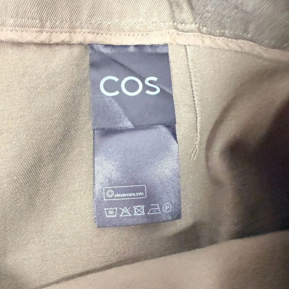Pleated Cropped COS Olive Khaki Cotton Trouser Pants Size 12